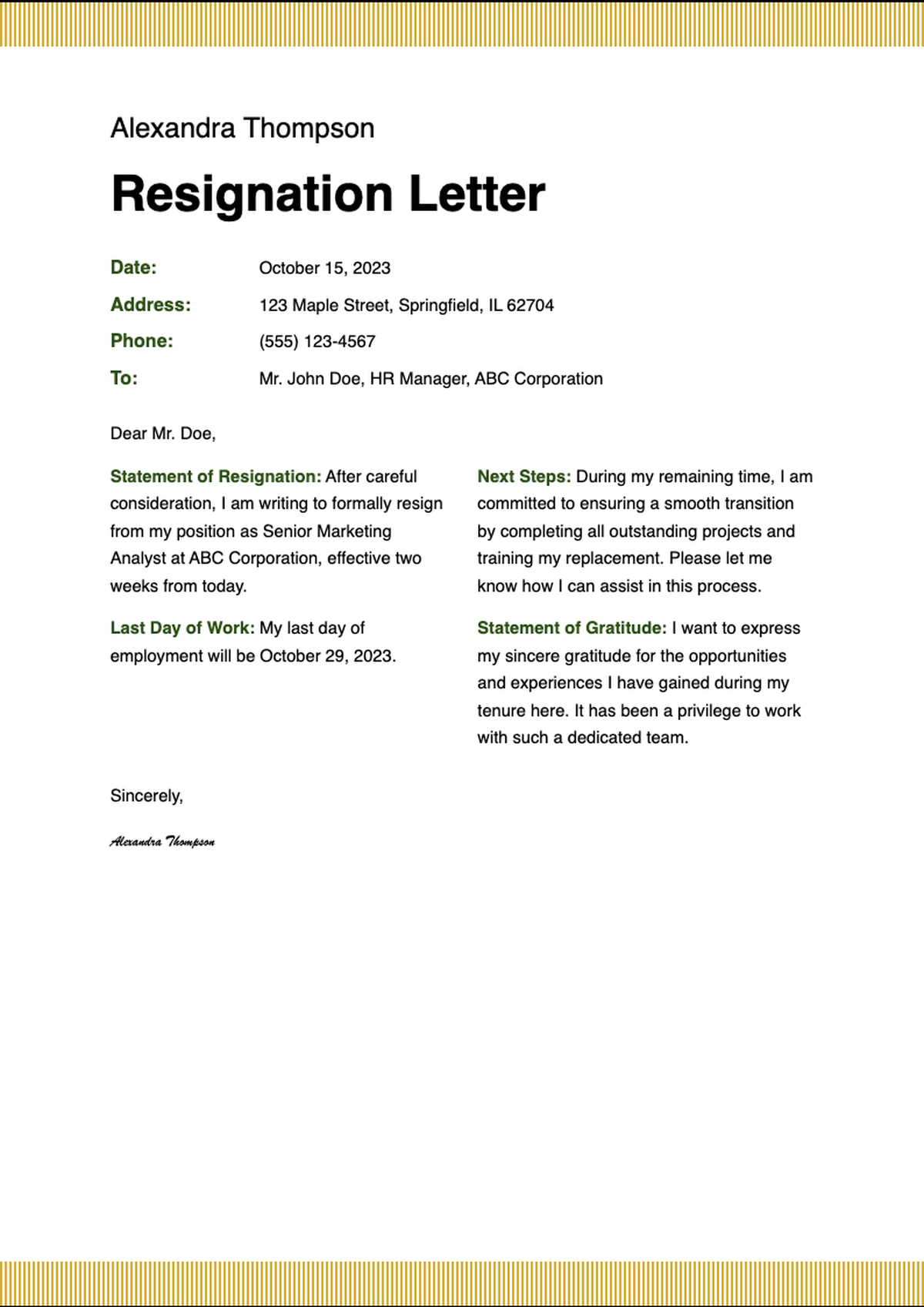 Professional resignation letter template with autumn theme and gratitude statement_variant_3